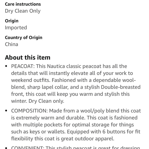 Nautica Men’s Classic Double Breasted Peacoat - Picture 7 of 10